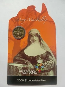 2008 INSPIRATIONAL AUSTRALIANS MARY MACKILLOP Australia First Saint Coin Card - Bild 1 von 6