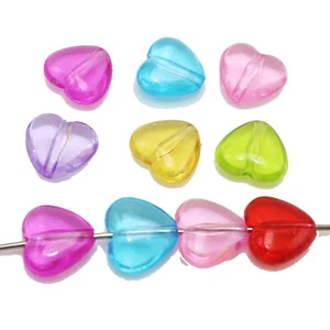 200 piezas cuentas de corazón lisas de acrílico transparente de colores mezclados 14 mm hágalo usted mismo joyería artesanía - Imagen 1 de 9