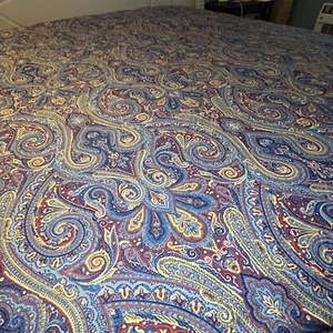 Vintage Ralph Lauren Fenton Blau Paisley Wendebettdecke King Stripes - Bild 1 von 11