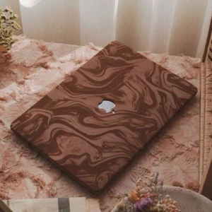 Liquid Dye Brown PU Leather Case For Macbook M4 Pro 16 14 M3 Air 13 15 11 12 in - Picture 1 of 8