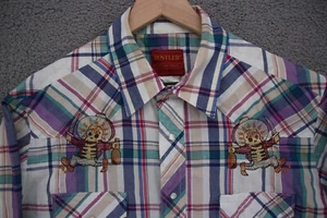 Vintage Rustler X-Long Tails Shirt Men XL Pearl Snap Long Sleeve Embroidered - Picture 1 of 11