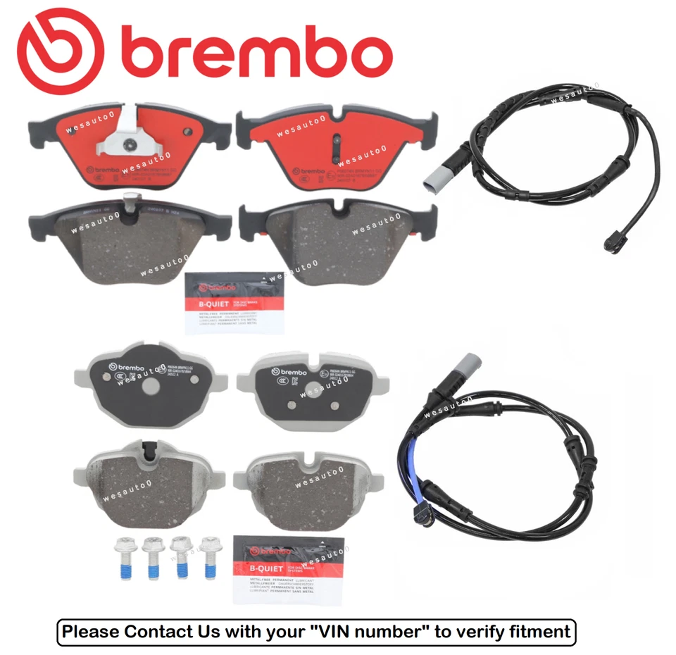 Front & Rear Brake Pad OE Brembo Ceramic +Sensor for BMW 640i xDrive GC Hybrid 5 - Image 1 of 1
