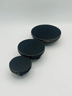 AMYHIL Juego de 3 Elevadores Madera Negra Foto 1 de 3