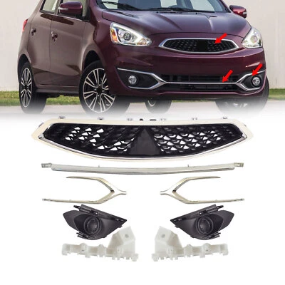 Fits 17-20 Mitsubishi Mirage Hatchback Front Grille/Bumper Trim/Fog Lamp Bezel - Image 1 of 4