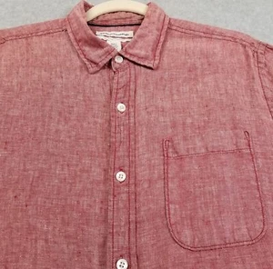 Amazon Essentials camicia con bottoni uomo piccola rossa lino manica corta tasca estiva - Foto 1 di 11
