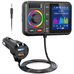 Bluetooth FM Transmitter for Car Wireless Bluetooth V5.0 with Big Color Screen - Picture 1 of 11