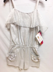 New Kate Mack Girl's Soft Silver Shimmer Short Jumpsuit Clothes Outfit Size 10 - Picture 1 of 2