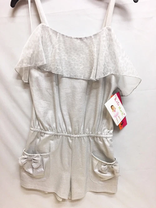 Nuevo Mono Corto Kate Mack Niña Suave Plateado Brillante Ropa Conjunto Talla 10 Foto 1 de 2