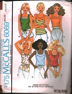 6069 De colección McCalls Patrón de COSTURA Falsa Años 70 Juego de Tanques Elásticos Tejidos Prendas para el torso - Imagen 1 de 2