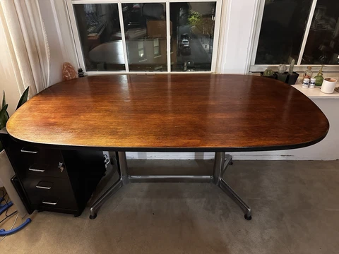 Authentic Vintage Eames Herman Miller Rosewood Segmented Oval Boat Table 1976 Cover