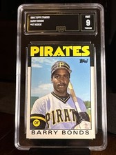 1986 Topps Traded #11T Barry Bonds Pittsburgh Pirates RC Rookie GMA 9 MINT