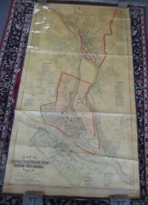 Large 1883 MAP OF ANSONIA, BIMINGHAM, DERBY, SHELTON,  WEST ANSONIA CT