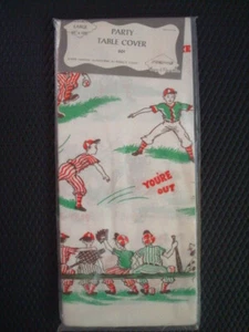VINTAGE TABLE COVER BASEBALL NEW - Picture 1 of 1