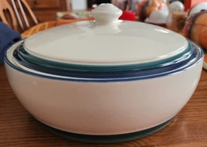 Ocean Breeze Kasserolle 2 Quart Pfaltzgraff Bodenstempel Steinzeug weiß grün blau! - Bild 1 von 11