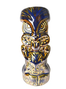 Hawaiian Tiki Totem Zombie Juice Cocktail Mug / Vase Blue Yellow Ceramic Handmad - Picture 1 of 11