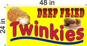 2' X 4'  DEEP FRIED TWINKIE TWINKIES VINYL BANNER FULL COLOR DESIGN - Picture 1 of 3