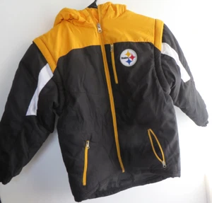 Pittsburgh Steelers Jacket Kid Size Large 7 NFL Football Black Yellow Coat - Picture 1 of 8