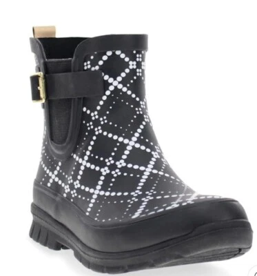 Botas de lluvia Western Chief para mujer blancas y negras a cuadros Chelsea de goma talla 11 Foto 1 de 4