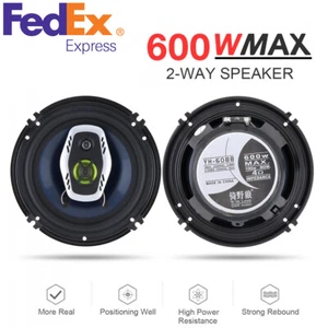 2Pcs 6.5 Inch 600W 2 Way Coaxial Hifi Car Audio Music Stereo Speakers Universal - Picture 1 of 12