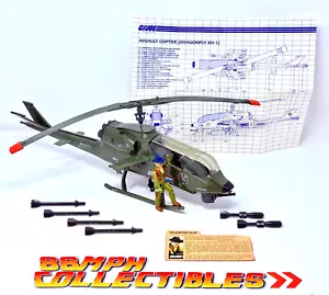 Near MINT 1983 GI Joe DRAGONFLY Helicopter w/ WILD BILL , FILE CARD & BLUEPRINT - Picture 1 of 18