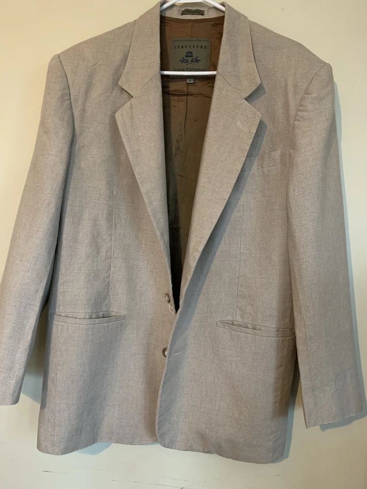Structure Men’s Linen Collection Size S Casual Blazer Sport Coat Preppy Tan - Image 1 of 4