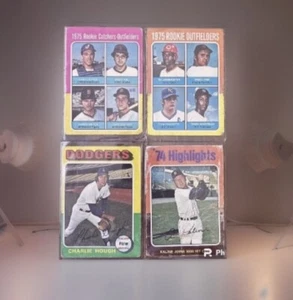 Lotto di carte RC 1975 Topps Rookie - Gary Carter Fred Lynn - Al Kaline Charlie Hough - Foto 1 di 6
