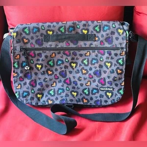 YakPak Canvas Gray With Colorful Leopard Cheetah Print Messenger Bag Laptop Bag - Picture 1 of 8