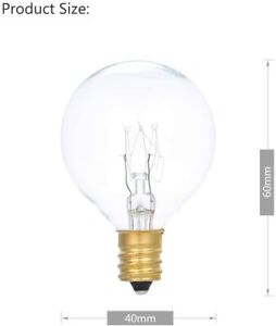 40mm Round E12 7W Clear Light Bulb for String Lights