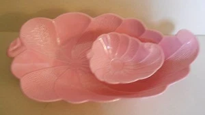 Vintage BELL POTTERY OF CALIFORNIA pink dip and chip snack set - Picture 1 of 4