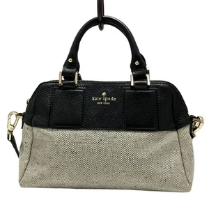 Echte Kate Spade - PXRU6328 creme schwarz beschichtetes Canvas Leder Handtasche - Bild 1 von 8