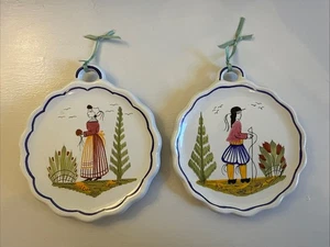Pair Of Signed Henriot Whimper France Small Pottery With Handles 4.5” - Picture 1 of 6