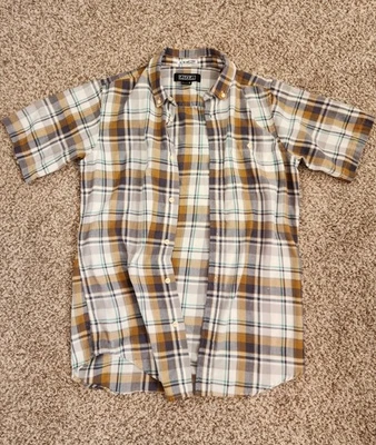 Camisa a cuadros de franela con botones de manga corta EZEKIEL para hombre con bolsillo talla pequeña Foto 1 de 4