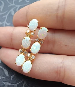 14K Gelbgold plattiert simulierter Opal Damen Partykleidung Ohrhänger - Bild 1 von 8