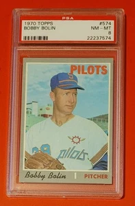 1970 Topps Baseball BOBBY BOLIN PSA 8 NM-MT #574 Seattle Pilots - Picture 1 of 4