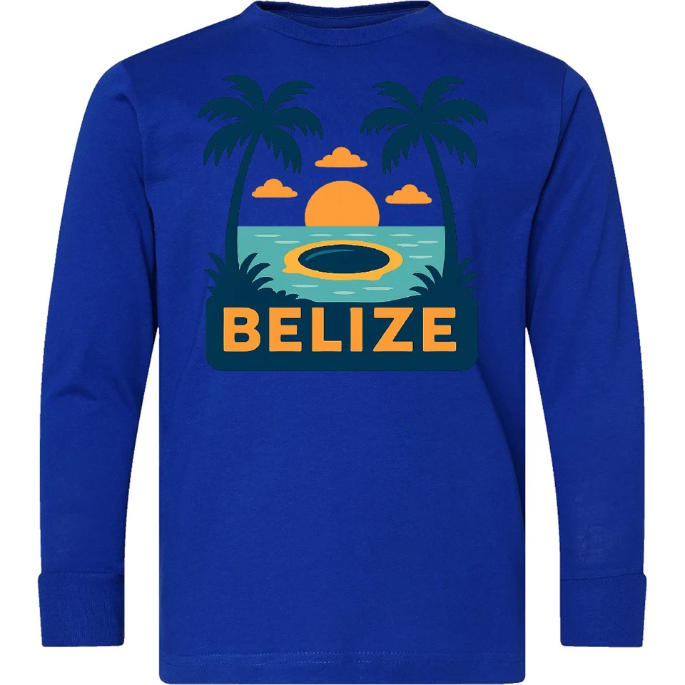 Camiseta Inktastic Belice Tropical Puesta de Sol con Palmeras Juvenil Manga Larga Camiseta Foto 1 de 1