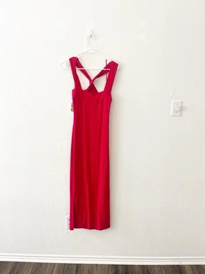 Nuevo con etiquetas Vestido Michael Stars Opalino MIDI Ultra Acanalado Vestido MIDI Abertura Grande Rojo Foto 1 de 4