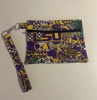LSU TIGERS Cartera Bolsa con Correa de Muñeca Desmontable / Cremallera / LSU Fútbol Foto 1 de 4