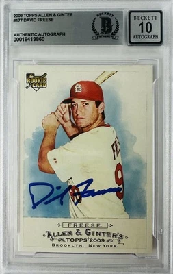 DAVID FREESE SIGNED 2009 TOPPS ALLEN & GINTER ROOKIE RC CARD AUTOGRAPH CARDINALS - Image 1 of 2