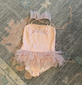 New Kate Mac One Piece Swimsuit Pink Ruffle Tiara with Embellishments Size 10 - Picture 1 of 4
