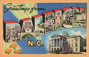 Postcard NC Raleigh North Carolina-Large Letters Greeting-Vintage (D7) - Picture 1 of 4