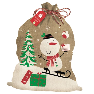 GIFTMAKER Sacco natalizio grande pupazzo di neve design Assia Babbo Natale borsa calza regalo confezione