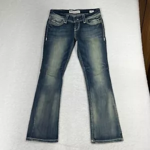 BKE Sabrina Distressed Embroidered Low Rise Skinny Jeans Size 29R (31x30) - Picture 1 of 11