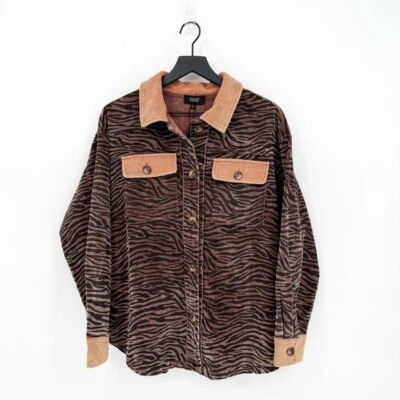 Nuevo con etiquetas Chaqueta Oddy Para Mujer Grande Safari Nights Neutro Pana Estampado Cebra Foto 1 de 4