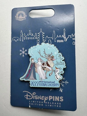 Disney Epcot Anna, Elsa, Sven and Olaf Festival of the Holidays 2022 Frozen Pin Foto 1 de 3