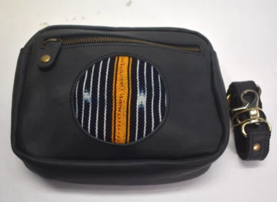 Riñonera Sarep + Rose Heli Crosspack Azul Marino Baoule Cuero Grano Completo Ajustable Foto 1 de 4