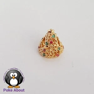 Genuine Pandora Shine Glitter Christmas Tree, Xmas Charm 769226C01 Gold Plated - Picture 1 of 11