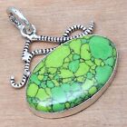 Pendant Green Turquoise Gemstone Handmade Gift For Her 925 Silver Jewelry 1.75"