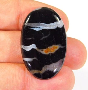 Piedra preciosa cabujón ovalado gronata septaria negra natural 38x23x6 mm 50,CT DF=175 - Imagen 1 de 7