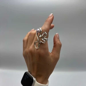 Vintage Silber und Perlen Ring riesiger Sterling Silber 925 Damen Schmuck Gr. 6 - Bild 1 von 8