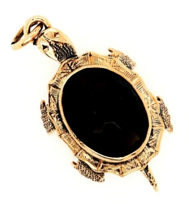 Pingente de tartaruga de quartzo fumê e ouro amarelo 14 quilates joias finas feitas à mão para animais  - Imagem 1 de 4